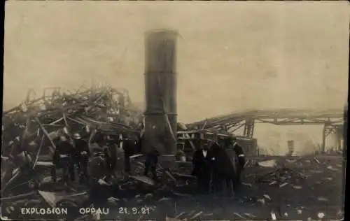 Ak Oppau Ludwigshafen am Rhein, Explosion des Stickstoffwerkes 1921