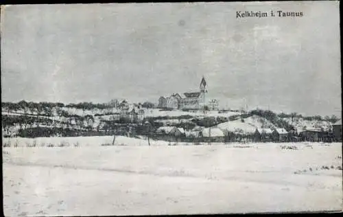 Ak Kelkheim im Taunus, Winterpanorama vom Ort