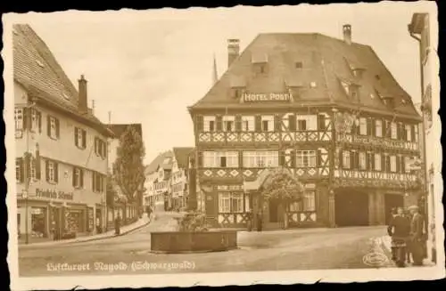 Ak Nagold im Schwarzwald, Hotel Post, Geschäft Friedrich Schmid