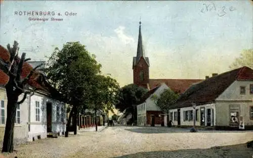 Ak Czerwieńsk Rothenburg an der Oder Schlesien, Grünberger Straße