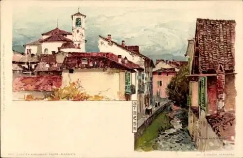 Künstler Litho Wielandt, Manuel, Stresa Borromeo Lago Maggiore Piemonte, Ortschaft