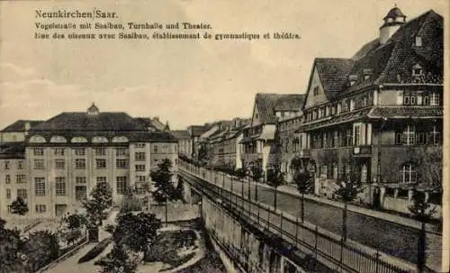 Ak Neunkirchen im Saarland, Vogelstraße, Saalbau, Turnhalle, Theater