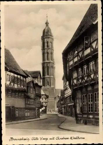 Ak Braunschweig in Niedersachsen, Alte Waage, Andreas Kirchturm