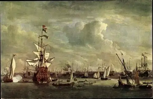 Ak Amsterdam Nordholland Niederlande, Rijksmuseum, Willem v. d. Velde de Jonge