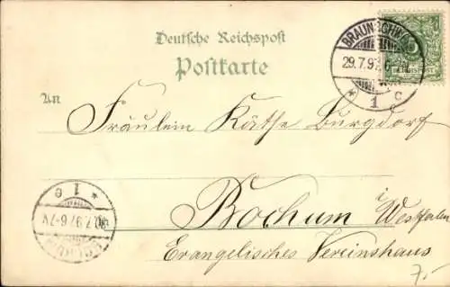 Litho Braunschweig in Niedersachsen, Dankwarderode, Gewandhaus, Totalansicht