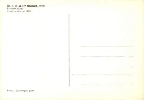 Ak Willy Brandt, Vorsitzender der SPD, Bundeskanzler, Portrait