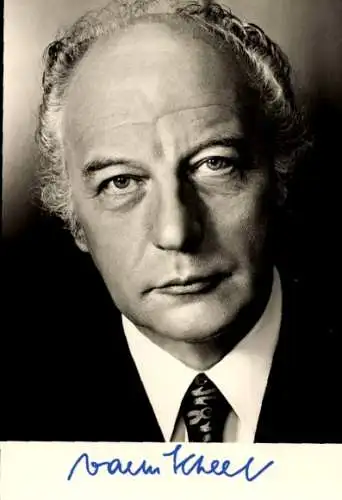 Ak Politiker Walter Scheel, Bundespräsident, Portrait, Autogramm