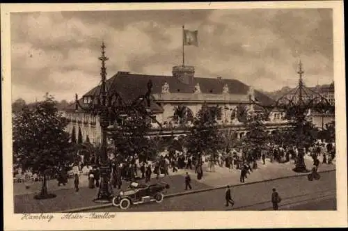 Ak Hamburg, Alsterpavillon, Straßenszene, Auto