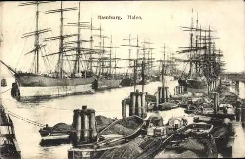 Ak Hamburg, Hafen, Segelschiffe, Boote