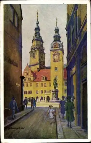 Künstler Ak Baumgärtel, O., Chemnitz in Sachsen, Blick von der Bretgasse nach dem alten Rathaus