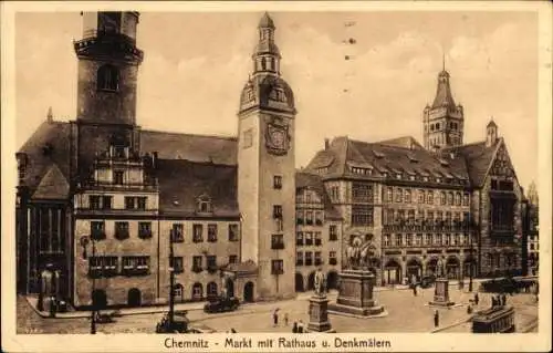 Ak Chemnitz in Sachsen, Markt, Rathaus