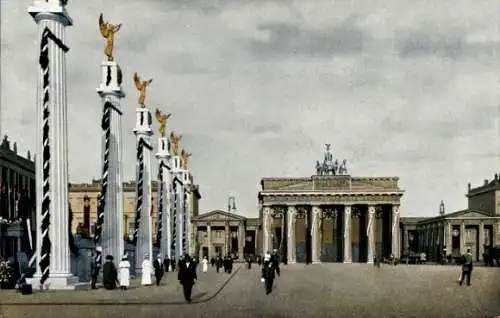 Ak Berlin Mitte, Brandenburger Tor, Festschmuck