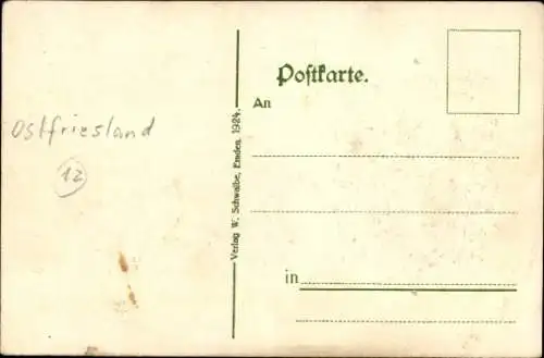 Präge Wappen Ak Ostfriesland, Eala frya Fresena, Ostfriesenlied