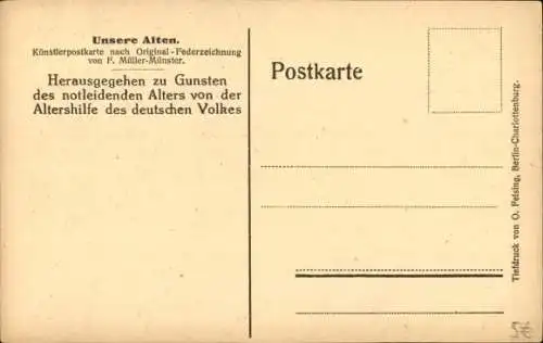 Künstler Ak Müller-Münster, F., Unsere Alten, Portrait, Altershilfe des deutschen Volkes