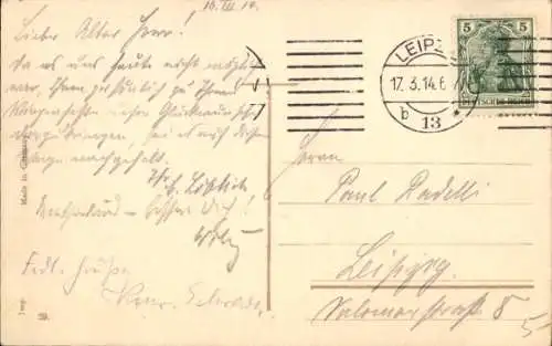 Künstler Ak Dicker Mann am Esstisch, Bierglas