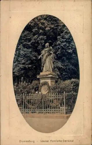 Präge Passepartout Ak Oranienburg in Brandenburg, Louise Henriette Denkmal