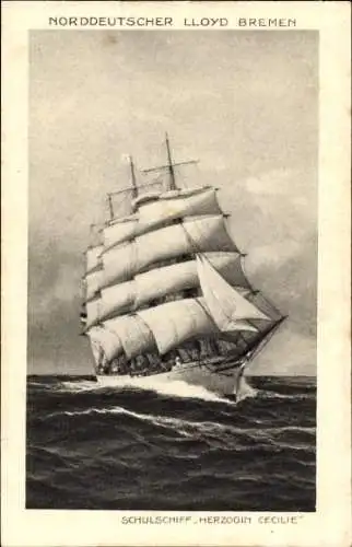 Ak Schulschiff Herzogin Cecilie, Segelschiff, Norddeutscher Lloyd Bremen