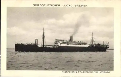 Ak Passagier- und Frachtdampfer Coburg, Norddeutscher Lloyd Bremen