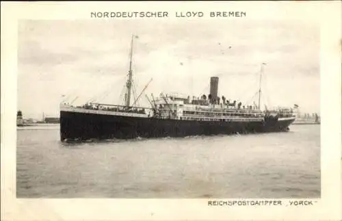 Ak Reichspostdampfer Yorck, Norddeutscher Lloyd Bremen