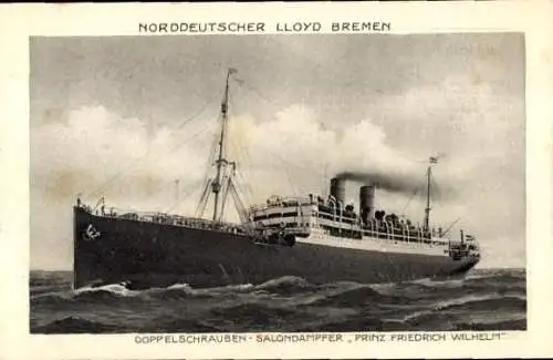 Ak Doppelschrauben-Salondampfer Prinz Friedrich Wilhelm, Norddeutscher Lloyd Bremen