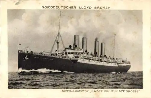 Ak Dampfschiff Kaiser Wilhelm der Große, Norddeutscher Lloyd Bremen, Schnelldampfer