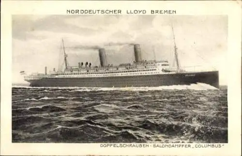 Ak Norddeutscher Lloyd Bremen, Doppelschrauben-Salondampfer Columbus