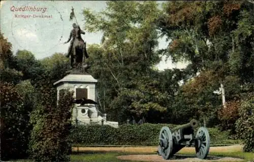 Ak Quedlinburg im Harz, Kriegerdenkmal, Kanone