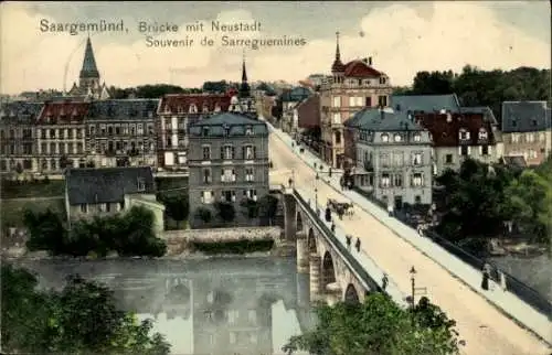 Ak Saargemünd Moselle Lothringen, Brücke, Neustadt