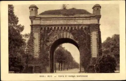 Ak Metz Moselle, Porte et Avenue Serpenoise