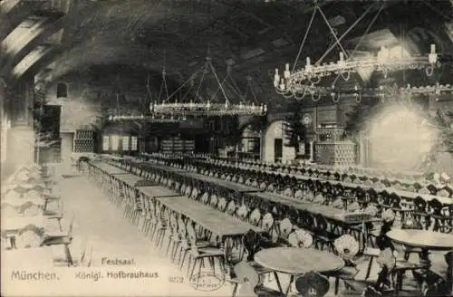 Ak München, königliches Hofbräuhaus, Festsaal