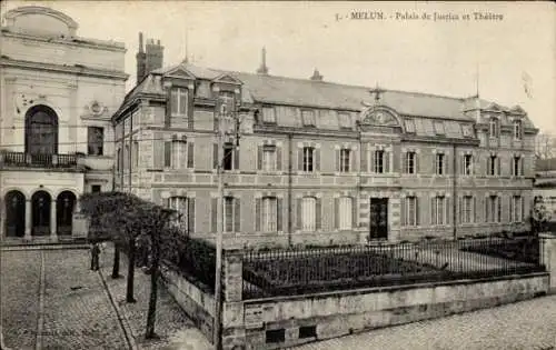 Ak Melun Seine et Marne, Justizpalast, Theater