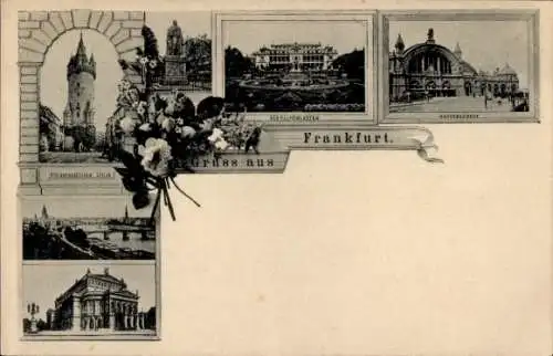 Ak Frankfurt am Main, Eschenheimer Tor, Palmengarten, Hauptbahnhof