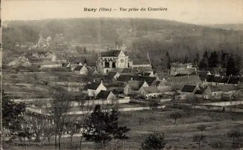 Ak Bury Oise, Vue prise du Cimetiere