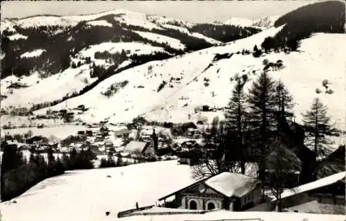 Ak Megève Haute Savoie, sonnig, Kalvarienberg, Stadt