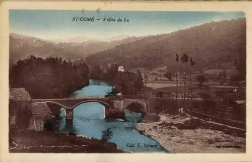 Ak Sainte Come Aveyron, Vallee du Lot, Brücke