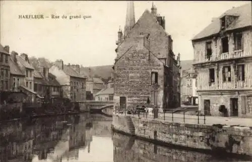 Ak Harfleur Seine-Maritime, Rue du Grand Quai