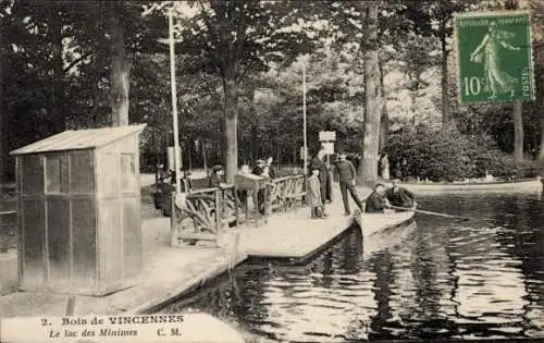 Ak Paris XII Bois de Vincennes, Le lac des Minimes