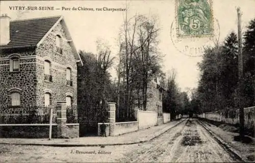 Ak Vitry sur Seine Val de Marne, Parc du Chateau, Rue Charpentier