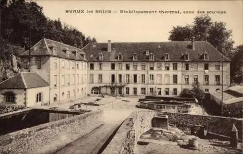 Ak Evaux les Bains Creuse, Etablissement thermal, cour des sources