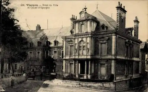 Ak Vierzon Cher, Hotel de Ville et Caisse d'Epargne