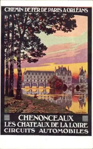 Künstler Ak Duval, C., Chenonceaux Indre et Loire, Chateaus de la Loire, Automobile Circuits