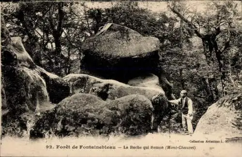 Ak Fontainebleau Seine et Marne, Forêt, Roche qui Remue