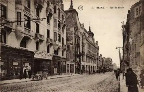 Ak Reims-Marne, Rue de Vesle