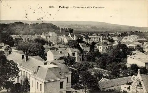 Ak Poissy-Yvelines, Panorama Richtung Carrieres