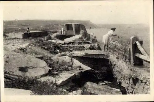 Ak Asnelles Calvados, Panorama sur le Blockhaus