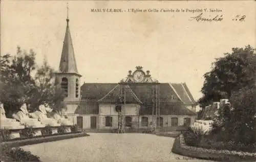 Ak Marly le Roi Yvelines, Eigentum von Herrn Victorien Sardou, Kirche