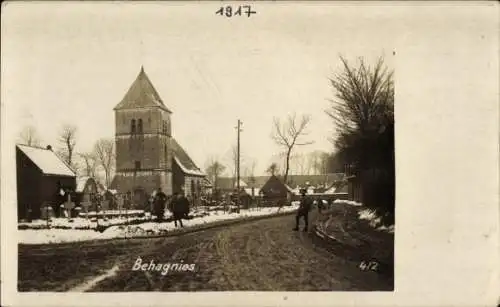 Ak Béhagnies Pas de Calais, Ortspartie, Soldaten, Winter