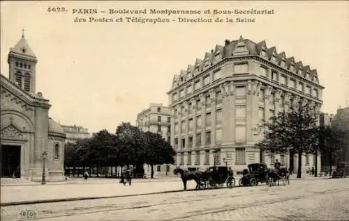 Ak Paris VI, Boulevard du Montparnasse, Sous Secretariat des Postes