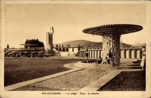 Ak Aix les Bains Savoie, Strand, Unter der Dusche