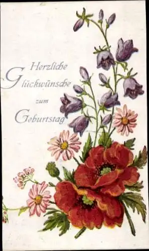 Ak Glückwunsch Geburtstag, Blumen, Mohn